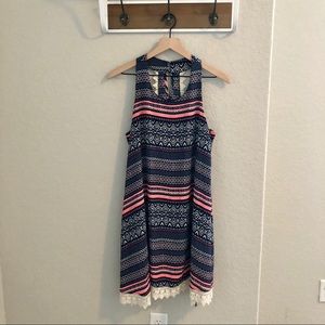 Altar’d State Navy/Coral A-Line Dress - Size Med